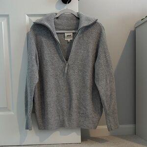 Aerie Heather Gray Zip-Up Sweater
